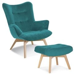Krēsls ar kāju balstu Intromit, tirkīza krāsā цена и информация | Кресла в гостиную | 220.lv
