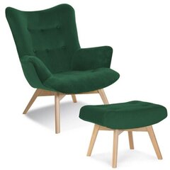 Krēsls ar kāju balstu Intromit, zaļš cena un informācija | Atpūtas krēsli | 220.lv