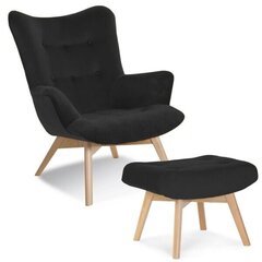 Krēsls ar kāju balstu Intromit, melns цена и информация | Кресла для отдыха | 220.lv