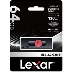 Lexar JumpDrive D300 LJDD300064G-BNBNG cena un informācija | USB Atmiņas kartes | 220.lv