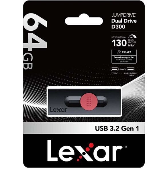 Lexar JumpDrive D300 LJDD300064G-BNBNG цена и информация | USB Atmiņas kartes | 220.lv