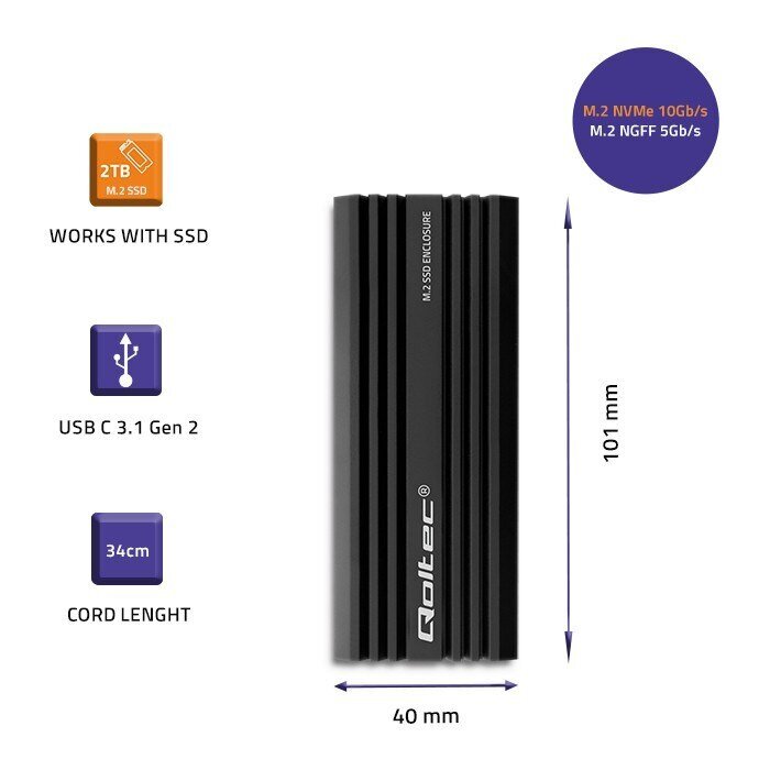 Qoltec 52270 cena un informācija | Cieto disku somas un apvalki | 220.lv