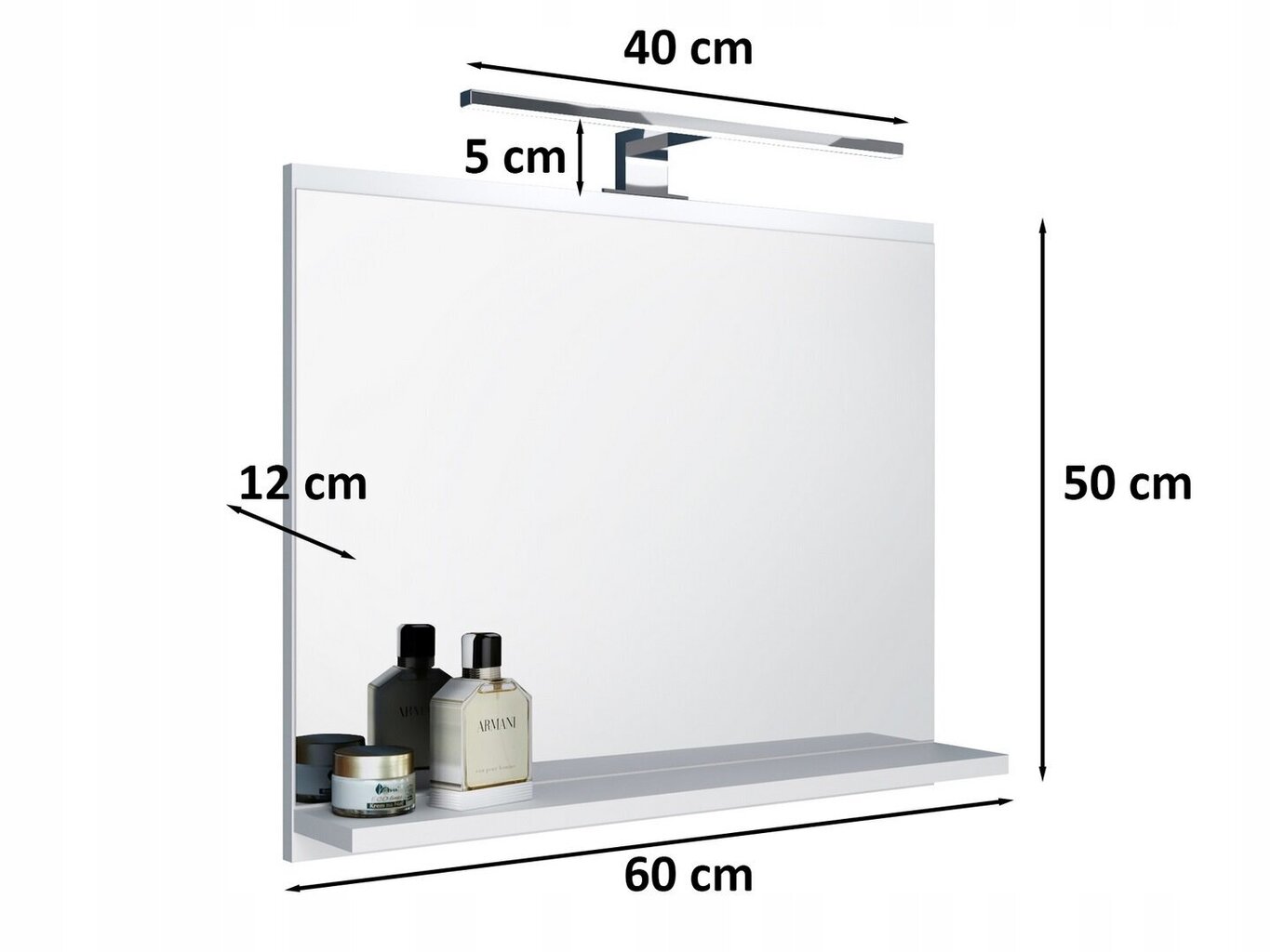 Vannas istabas spogulis Domtech Basic, balts цена и информация | Vannas istabas spoguļi | 220.lv