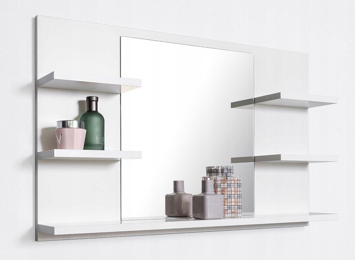 Vannas istabas spogulis ar plauktiem Domtech, balts цена и информация | Vannas istabas spoguļi | 220.lv