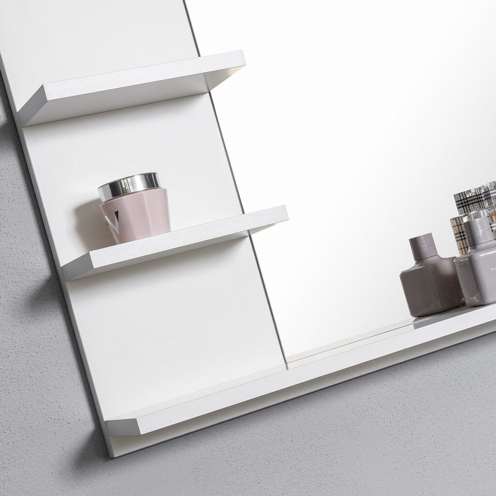 Vannas istabas spogulis ar plauktiem Domtech, balts cena un informācija | Vannas istabas spoguļi | 220.lv