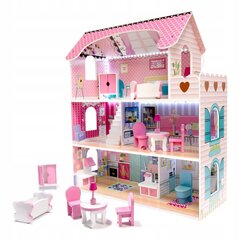 Деревянный кукольный домик Doll House, с LED подсветкой и мебелью, 70 см цена и информация | Игрушки для девочек | 220.lv