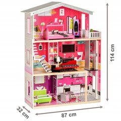Деревянный кукольный домик Malibu Dollhouse, с мебелью и лифтом, 114 см цена и информация | Игрушки для девочек | 220.lv