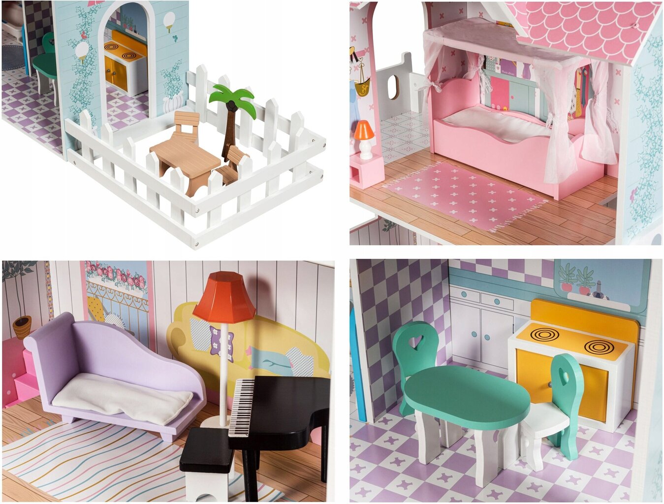 Leļļu māja Wooden DollHouse, 123 cm цена и информация | Rotaļlietas meitenēm | 220.lv