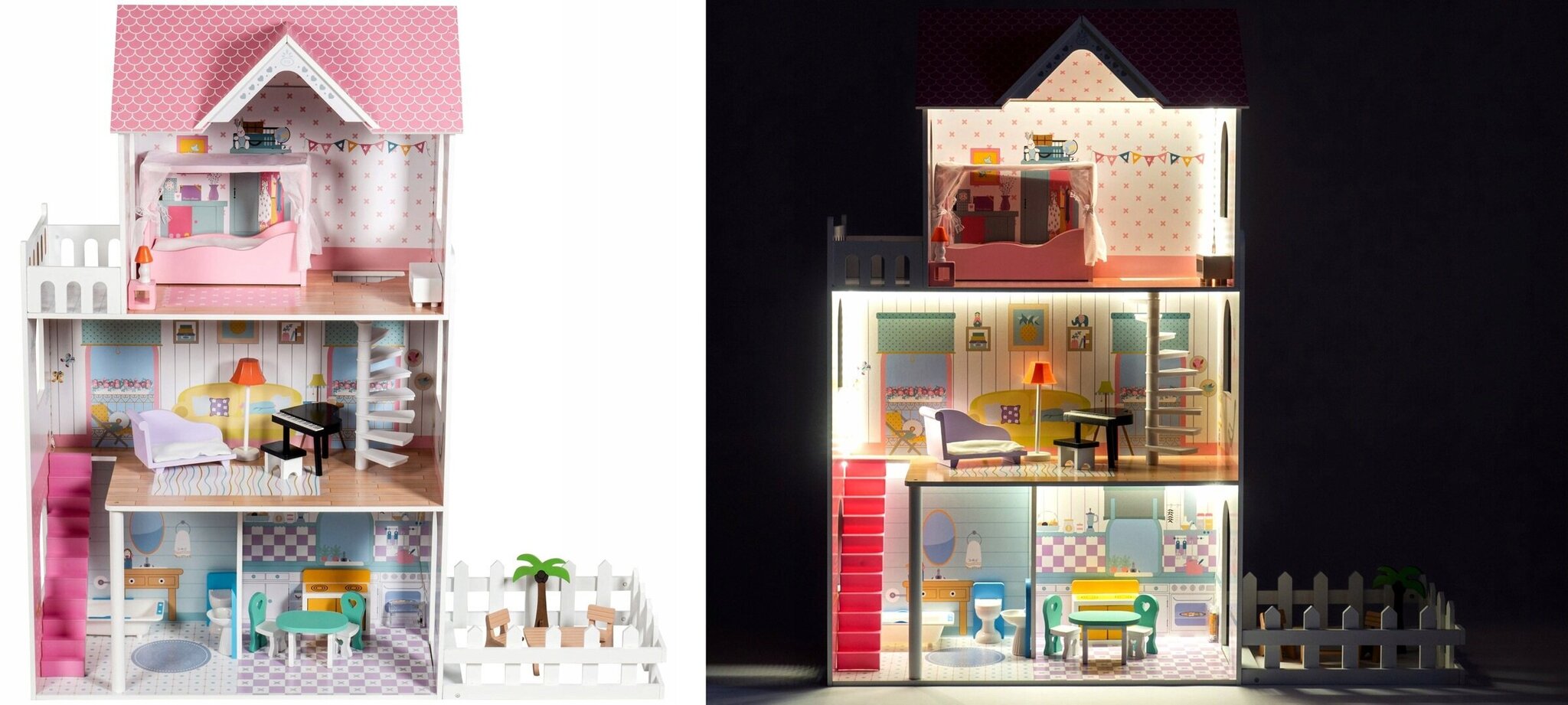 Leļļu māja Wooden DollHouse, 123 cm cena un informācija | Rotaļlietas meitenēm | 220.lv