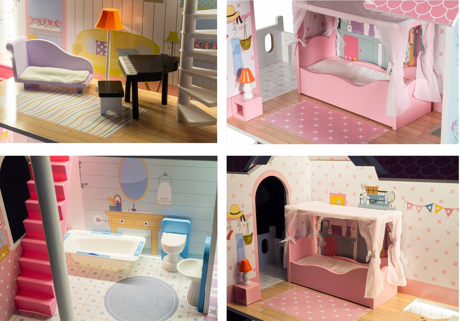 Leļļu māja Wooden DollHouse, 123 cm cena un informācija | Rotaļlietas meitenēm | 220.lv