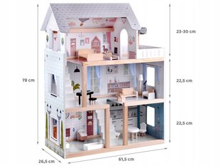 Деревянный кукольный домик Boho Dollhouse, с LED подсветкой и мебелью, 78 см цена и информация | Игрушки для девочек | 220.lv