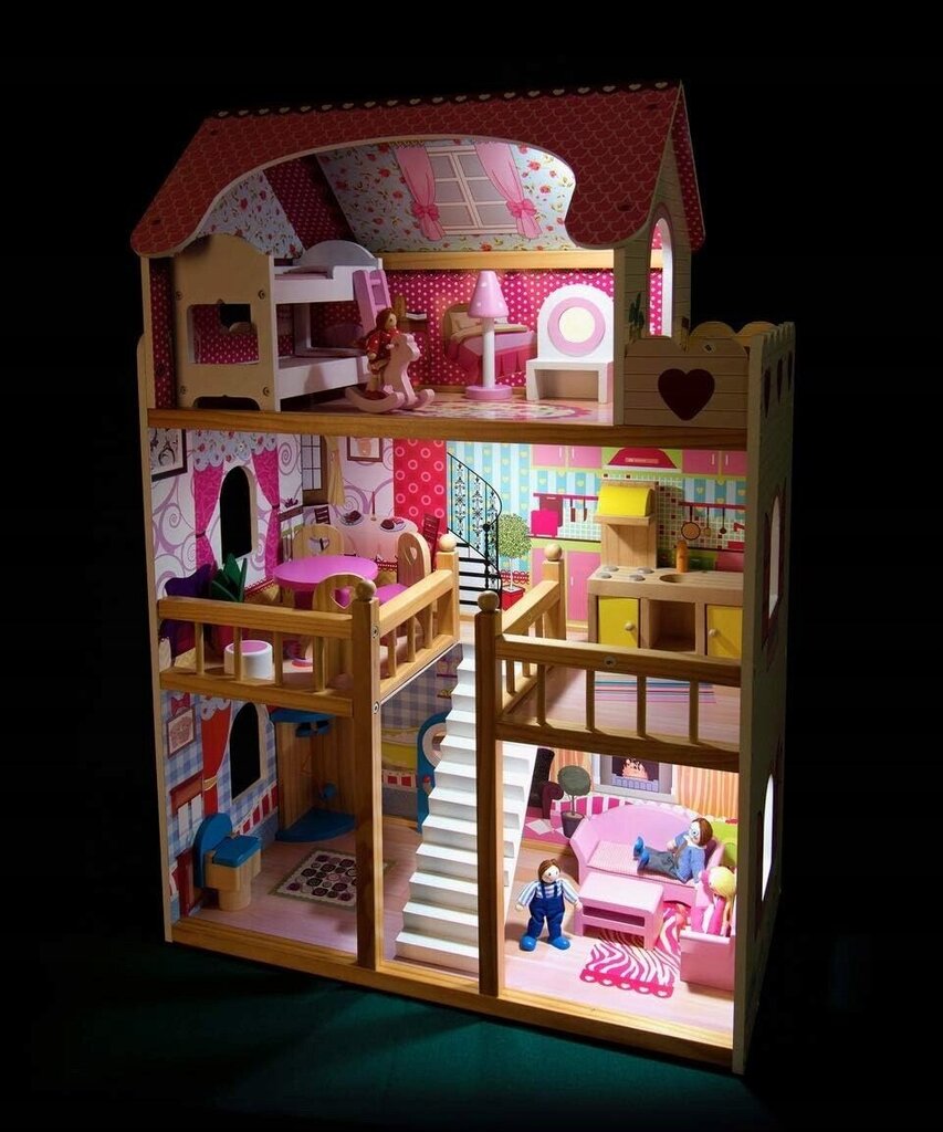 Leļļu māja Dolls Villa LED, 90 cm цена и информация | Rotaļlietas meitenēm | 220.lv