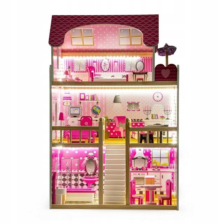 Leļļu māja Dolls Villa LED, 90 cm cena un informācija | Rotaļlietas meitenēm | 220.lv