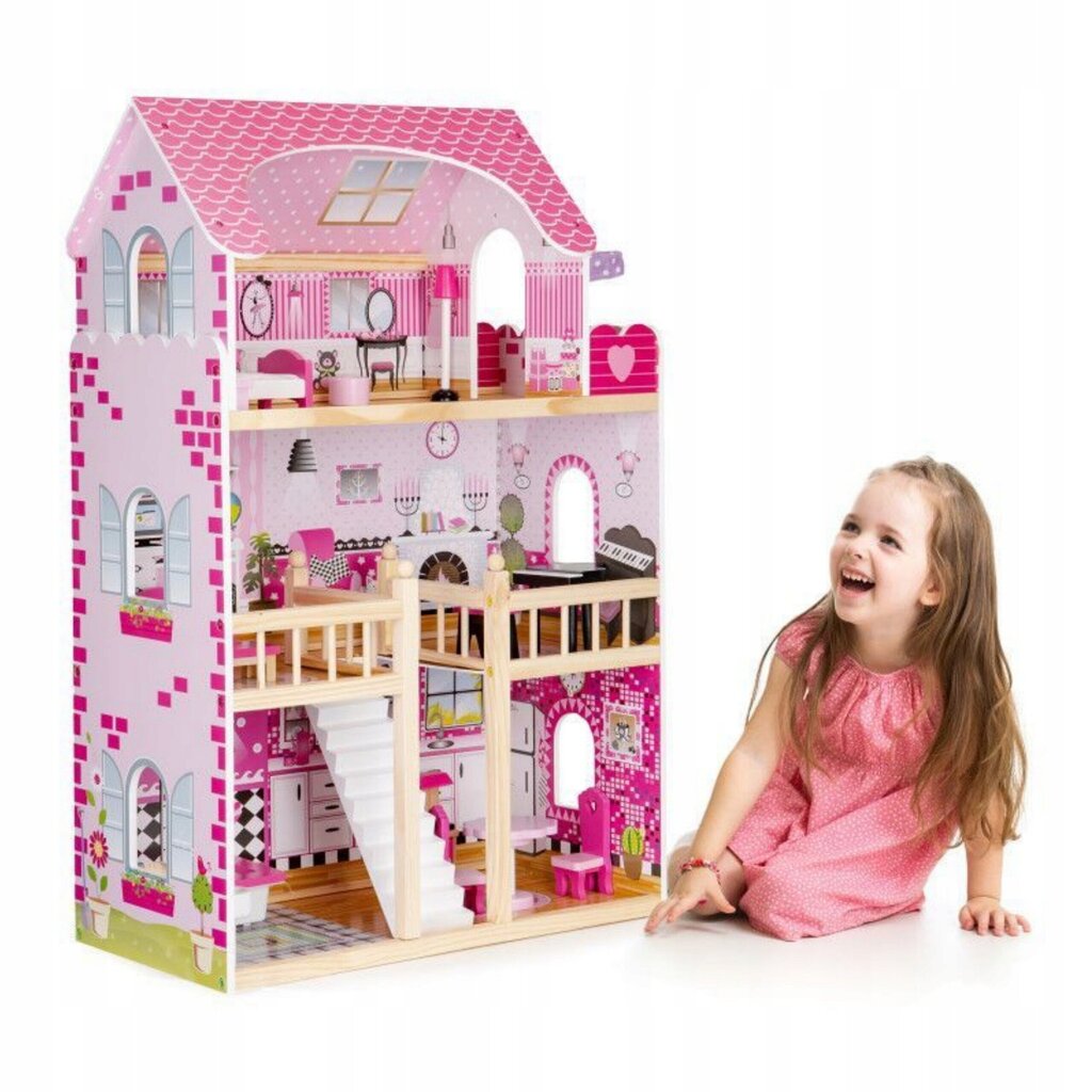 Leļļu māja Dolls Villa LED, 90 cm cena un informācija | Rotaļlietas meitenēm | 220.lv