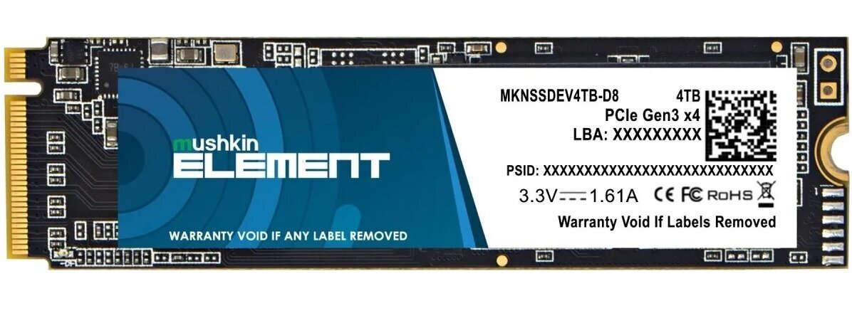 Mushkin Element (MKNSSDEV4TB-D8) цена и информация | Iekšējie cietie diski (HDD, SSD, Hybrid) | 220.lv
