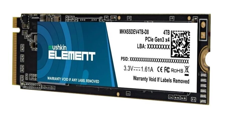 Mushkin Element (MKNSSDEV4TB-D8) цена и информация | Iekšējie cietie diski (HDD, SSD, Hybrid) | 220.lv