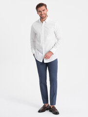 классическая мужская рубашка узкого кроя из хлопка с микро узором - белая v1 om-shcs-0156 124370-7 цена и информация | Мужские рубашки | 220.lv