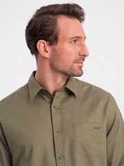 мужская хлопковая рубашка обычного кроя с карманами - оливковый v2 om-shcs-0147 124363-7 цена и информация | Мужские рубашки | 220.lv