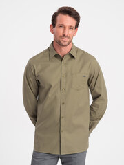 мужская хлопковая рубашка обычного кроя с карманами - оливковый v2 om-shcs-0147 124363-7 цена и информация | Мужские рубашки | 220.lv