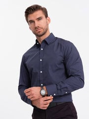 рубашка мужская приталенного кроя с хлопковым узором - темно-синяя v6 om-shcs-0151 124410-7 цена и информация | Мужские рубашки | 220.lv