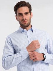классическая мужская рубашка узкого кроя из хлопка с микро рисунком - синяя v7 om-shcs-0156 124376-7 цена и информация | Мужские рубашки | 220.lv