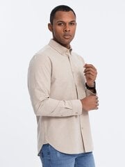 мужская хлопковая рубашка классического кроя с карманами - бежевый v1 om-shos-0153 124352-7 цена и информация | Мужские рубашки | 220.lv