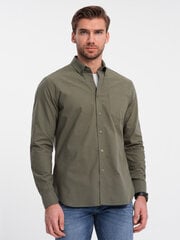 мужская хлопковая рубашка обычного кроя с карманами - хаки v4 om-shos-0153 124354-7 цена и информация | Мужские рубашки | 220.lv