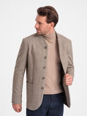 стильная мужская куртка без лацканов - светло-коричневый v2 om-blzb-0124 124427-7 цена и информация | Мужские пиджаки | 220.lv