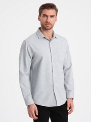 Рубашка мужская обычного кроя с карманом - светло-серый меланж v2 om-shcs-0148 124358-7 цена и информация | Мужские рубашки | 220.lv