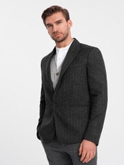 стильный мужской жаккардовый пиджак в ажурную полоску - графитовый v1 om-blzb-0113 124307-7 цена и информация | Мужские пиджаки | 220.lv