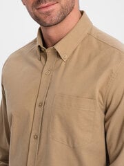 рубашка мужская хлопковая классического кроя с карманами - светло-коричневая v2 om-shos-0153 124351-7 цена и информация | Мужские рубашки | 220.lv