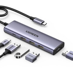 Ugreen CM511 Multifunctional HUB 5in1 USB-C/HDMI 1.4/USB-A/USB-C цена и информация | Адаптеры и USB разветвители | 220.lv