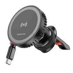 Borofone Car holder BH208 Mona magnetic with induction charging with Type C cable to air vent black цена и информация | Держатели для телефонов | 220.lv