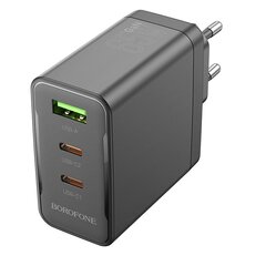 Borofone Wall charger BN12 Manager - USB + 2xType C - PD 65W 3A black цена и информация | Зарядные устройства для телефонов | 220.lv