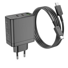 Borofone Wall charger BN12 Manager - USB + 2xType C - PD 65W 3A with Type C to Type C cable black цена и информация | Зарядные устройства для телефонов | 220.lv