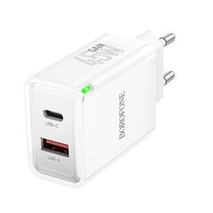 Borofone Wall charger BN16 Tough - USB + Type C - PD 45W 3A white цена и информация | Зарядные устройства для телефонов | 220.lv