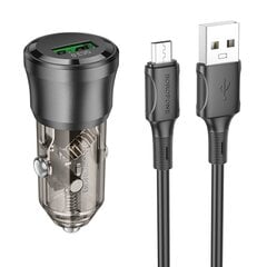 Borofone Car charger BZ23 Noble - USB - QC 3.0 PD 18W with USB to Micro USB black цена и информация | Зарядные устройства для телефонов | 220.lv