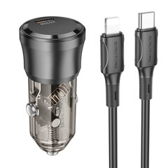 Borofone Car charger BZ24 Clever - Type C - QC 3.0 PD 20W with Type C to Type C cable black цена и информация | Зарядные устройства для телефонов | 220.lv