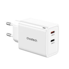 Choetech PD6013 2x USB-C PD 65W GaN wall charger - white цена и информация | Зарядные устройства для телефонов | 220.lv