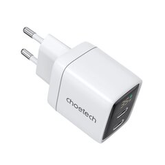 Choetech PD6051 2x USB-C PD 35W GaN wall charger with display - white цена и информация | Зарядные устройства для телефонов | 220.lv