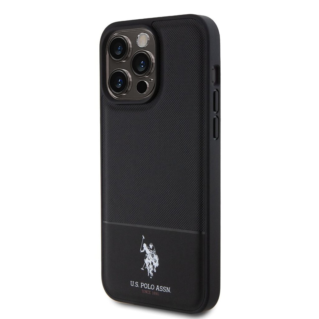 U.S. Polo PU Leather Printed Round Double Horse MagSafe Case for iPhone 15  Pro Black цена | 220.lv