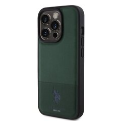 U.S. Polo PU Leather Mesh Pattern Double Horse Case for iPhone 15 Pro Green цена и информация | Чехлы для телефонов | 220.lv