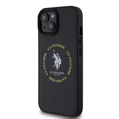 U.S. Polo PU Leather Printed Round Double Horse MagSafe Case for iPhone 15 Black цена и информация | Чехлы для телефонов | 220.lv