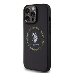 U.S. Polo PU Leather Printed Round Double Horse MagSafe Case for iPhone 15 Pro Black цена и информация | Чехлы для телефонов | 220.lv