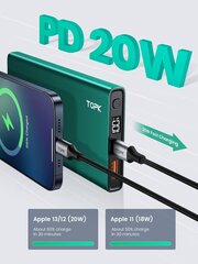 TOPK Power Bank, 20 Вт PD QC 3.0 USB C быстрая зарядка 10000 мАч цена и информация | Зарядные устройства Power bank | 220.lv