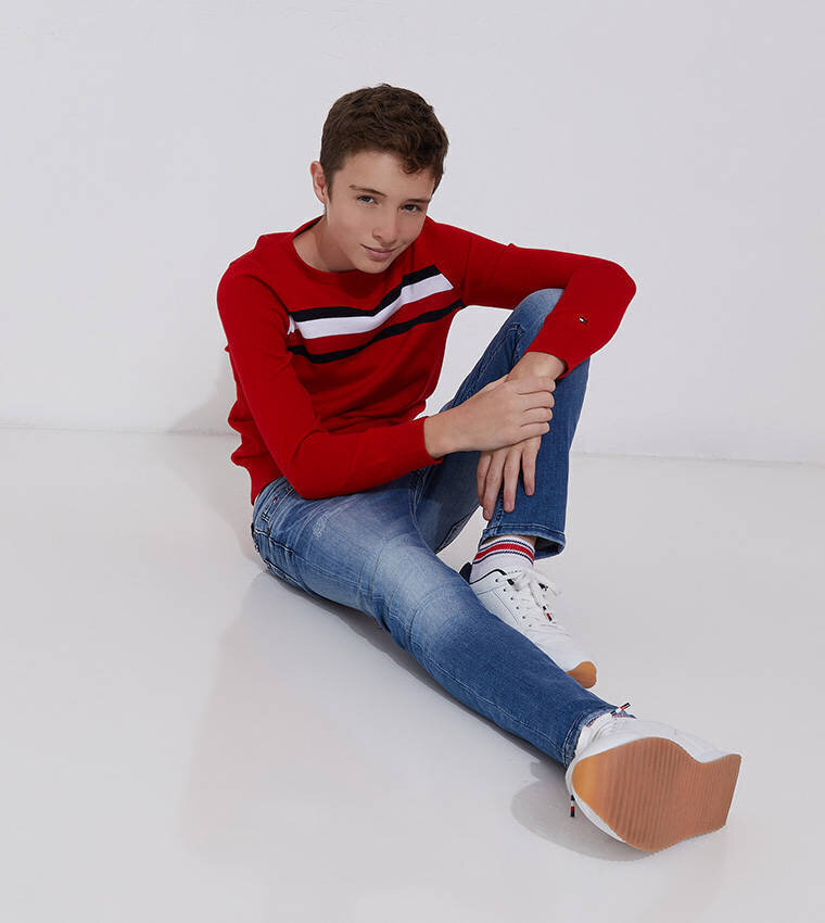 Tommy Hilfiger zēnu džemperis KB0KB06070 XNL, sarkans cena un informācija | Zēnu jakas, džemperi, žaketes, vestes | 220.lv