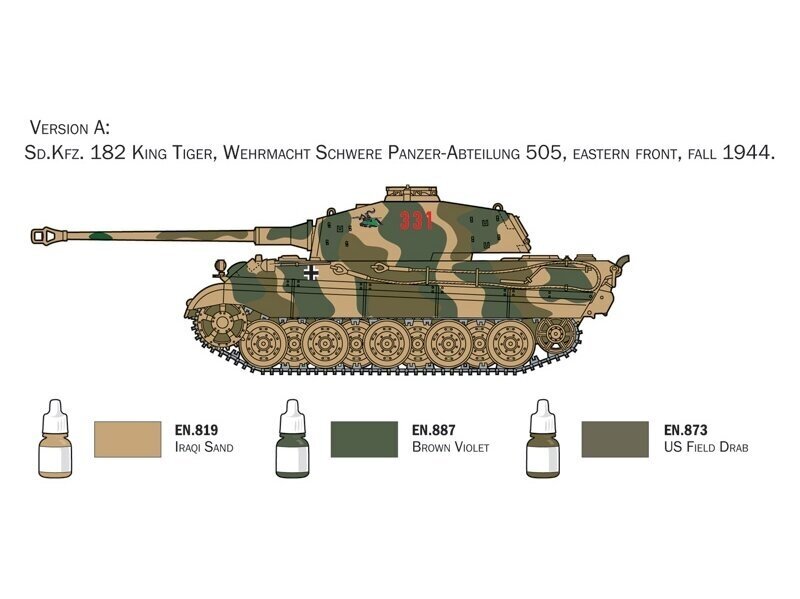 Līmējamais modelis Italeri Sd. Kfz. 182 King Tiger 1/72, 72005 cena un informācija | Līmējamie modeļi | 220.lv