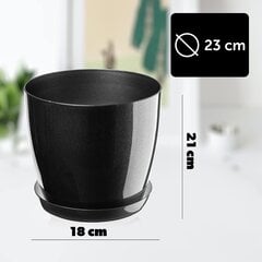 Kadax Flowerpot, плантатор с подставками, круглый цветочный ведро для внутреннего, элегантный растительный горшок из пластика, плантатор для цветов, растений, дом, контейнер с легким растением (Ø 23 см, антрацит) цена и информация | Вазоны | 220.lv