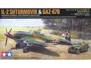 Сборная пластиковая модель. Tamiya - Ilyushin IL-2 Shturmovik & GAZ-67B Set, 1/48, 25212 цена и информация | Конструкторы и кубики | 220.lv