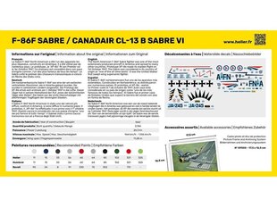 Līmējamais modelis Heller - F-86F Sabre / Canadair CL-13 B Sabre VI 1/72, 56277 цена и информация | Конструкторы и кубики | 220.lv